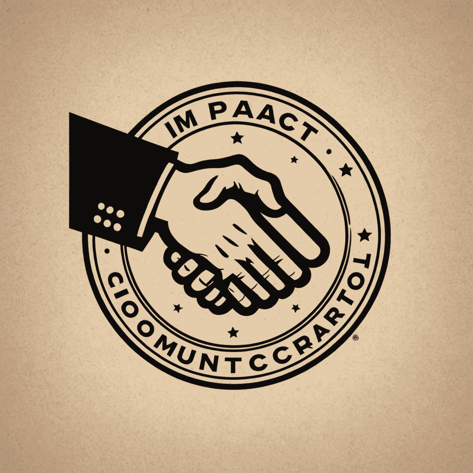 Impact logo featuring a stylized handshake symbolizing community collaboration