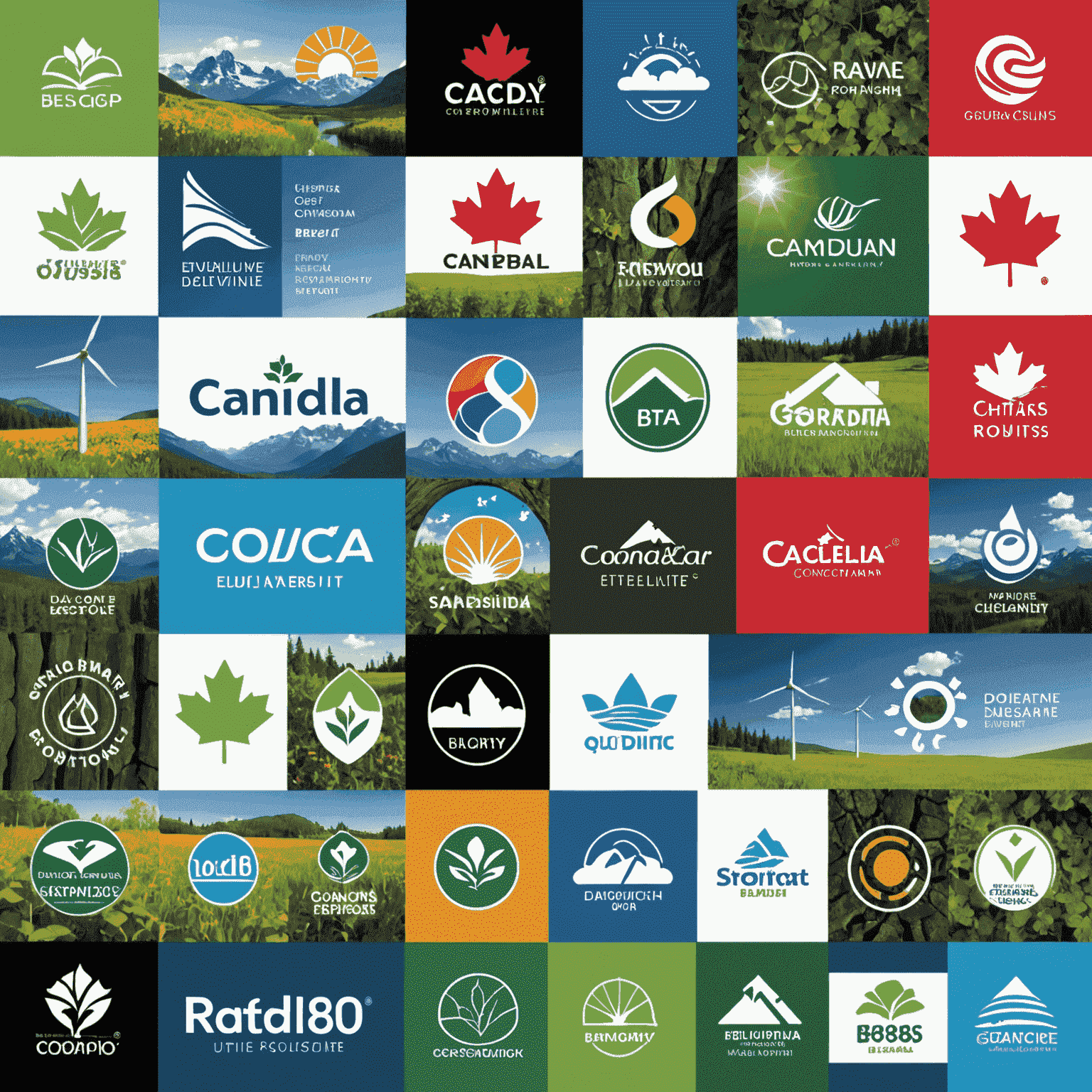 A montage of Canadian company logos alongside images of their social responsibility initiatives, such as renewable energy projects, community outreach programs, and sustainable product innovations.